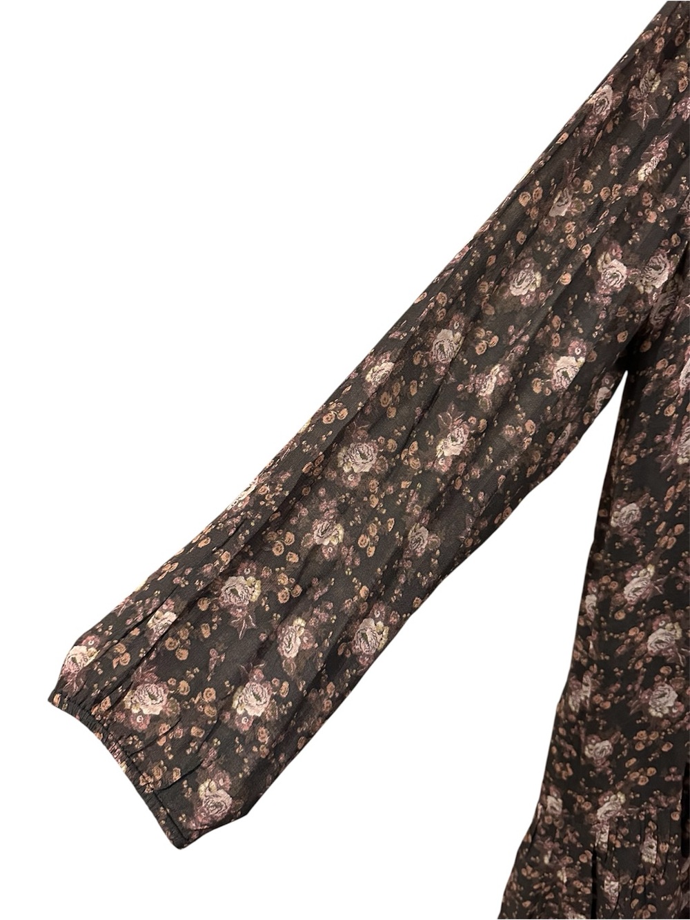 Lucky Brand Brown Floral Long Sleeve Peasant Dress - Picture 3 of 6